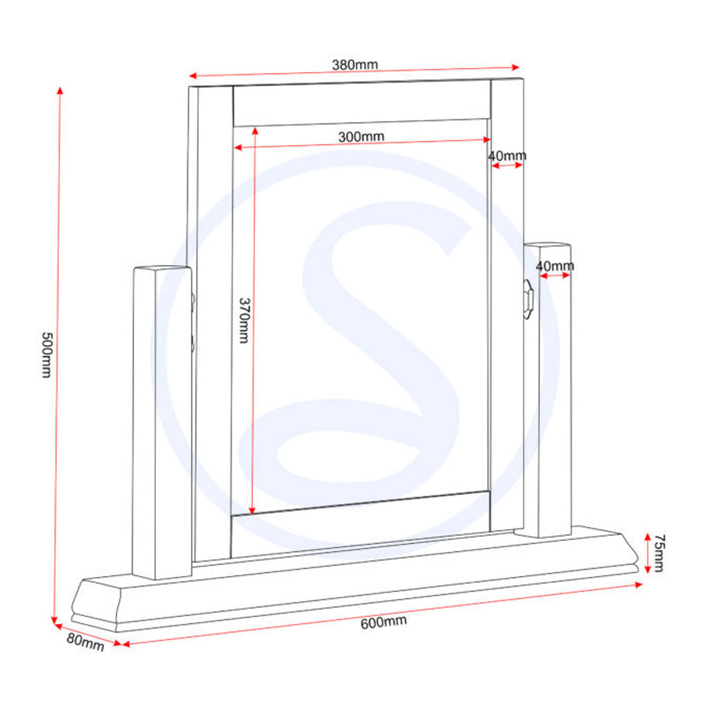 Dressing Table Mirror With Wooden Frame - Bordeaux
