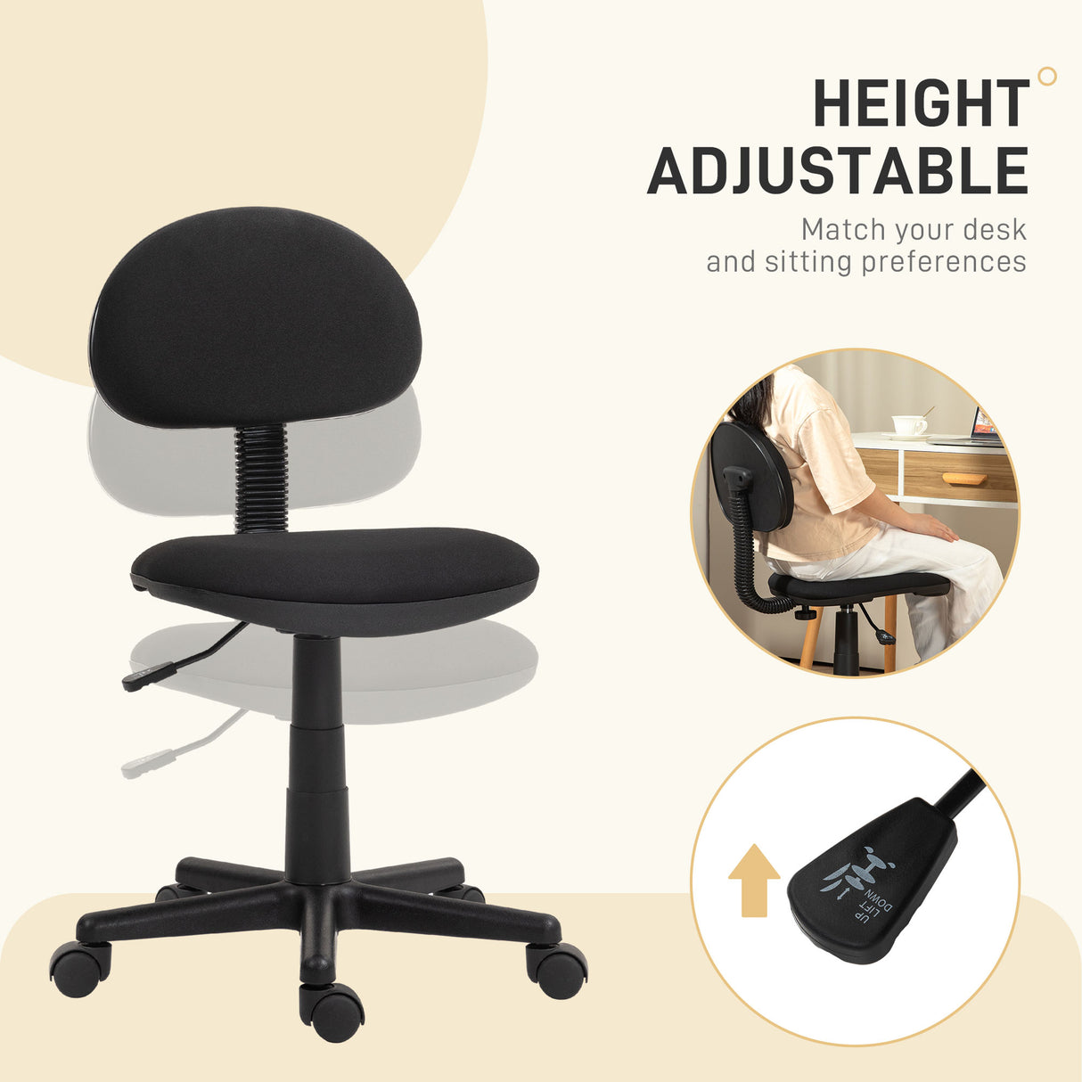Elastic Fabric Home And Office Chair 54cm Wide Armless - Velmora