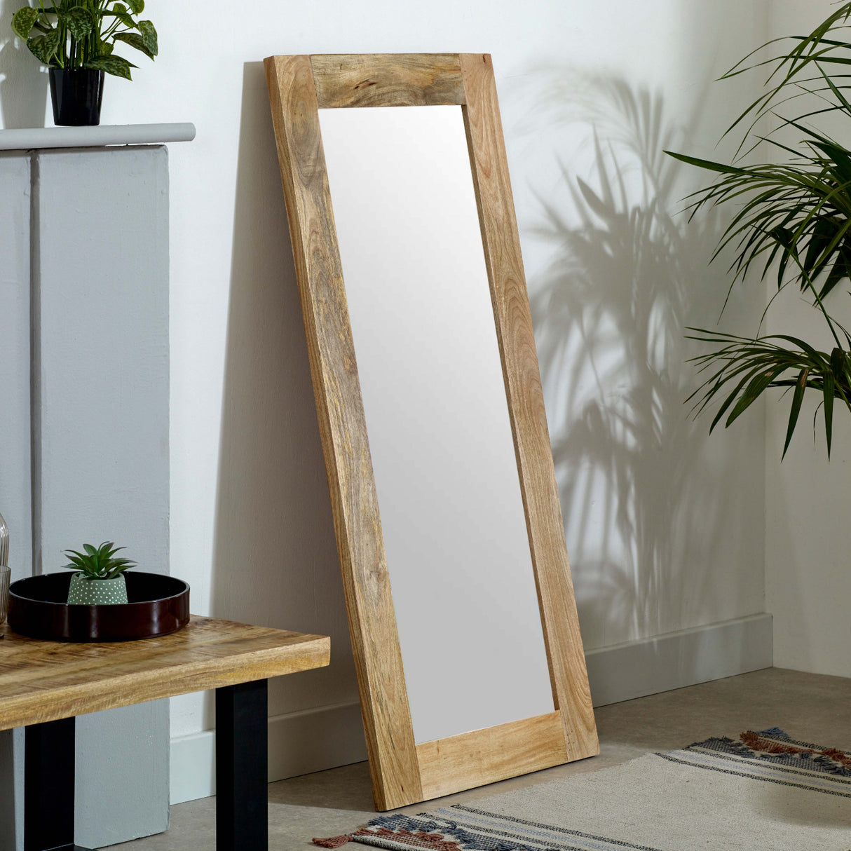 Extra Long Mirror Free Standing In Solid Reclaimed Wood Frame - Surrey