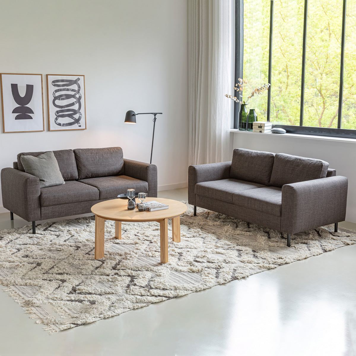 Fabric 2 + 2 Seater Sofa Set With Matt Black Steel Legs - Omaha