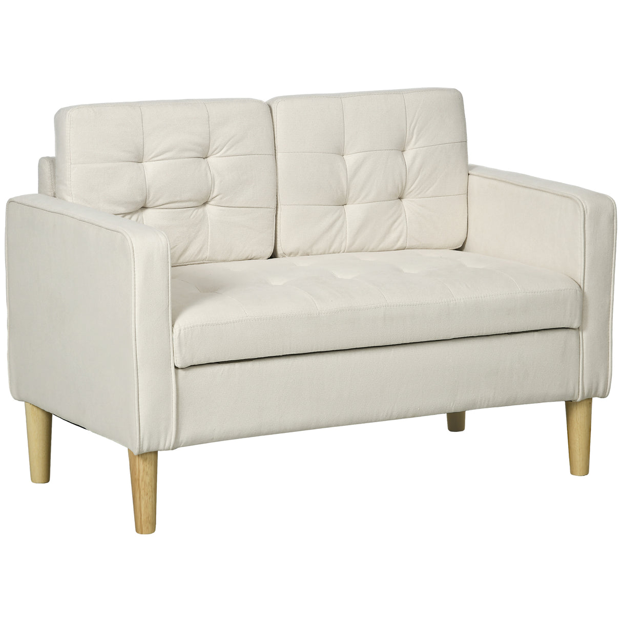 Fabric 2 Seater Sofa 117cm Wide With Rubberwood Legs - Velmora