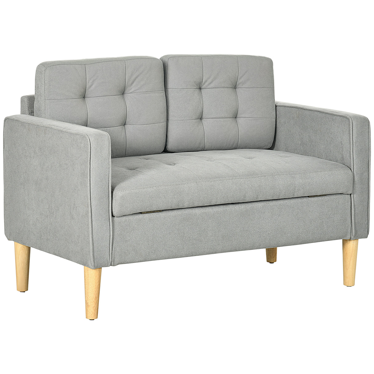 Fabric 2 Seater Sofa 117cm Wide With Rubberwood Legs - Velmora