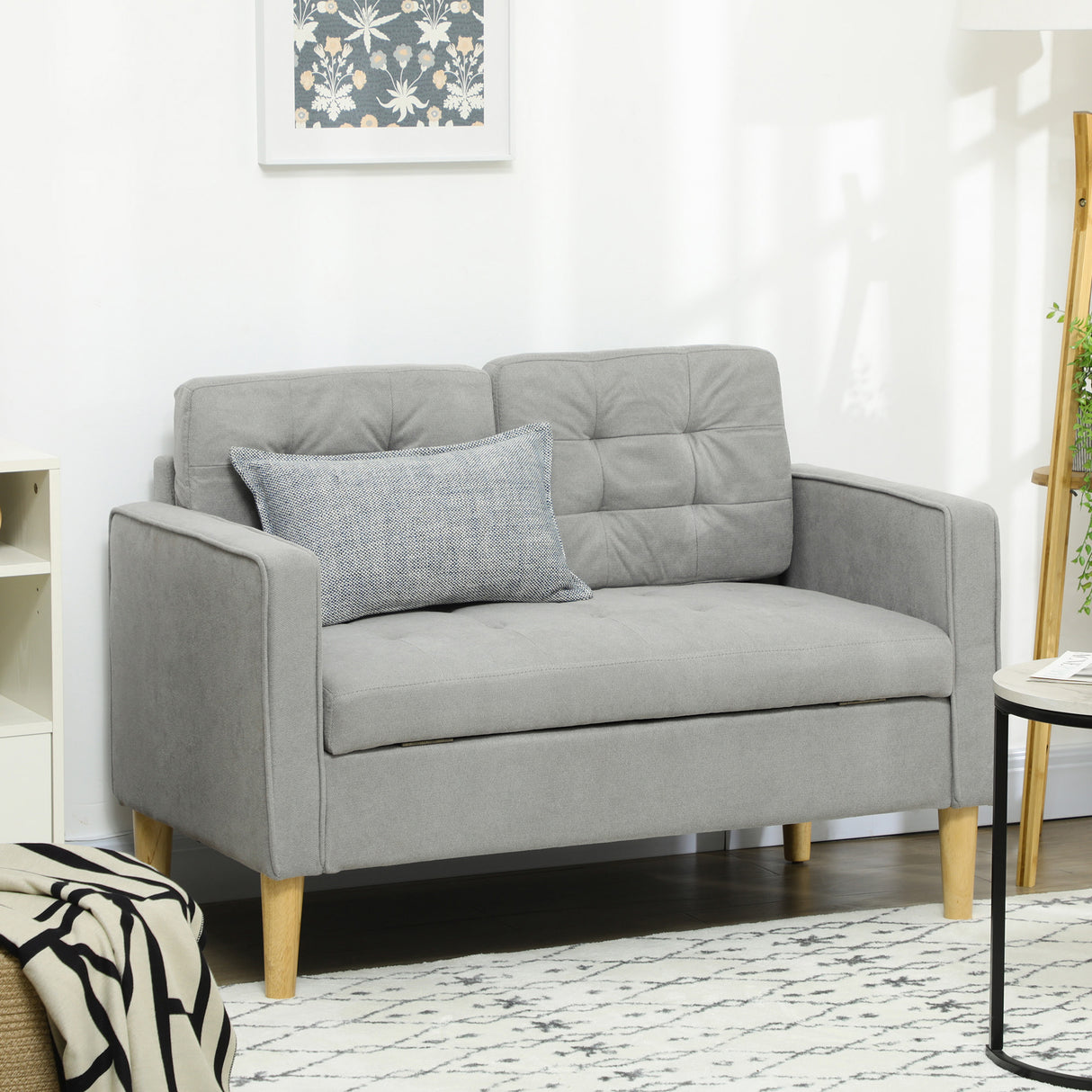 Fabric 2 Seater Sofa 117cm Wide With Rubberwood Legs - Velmora