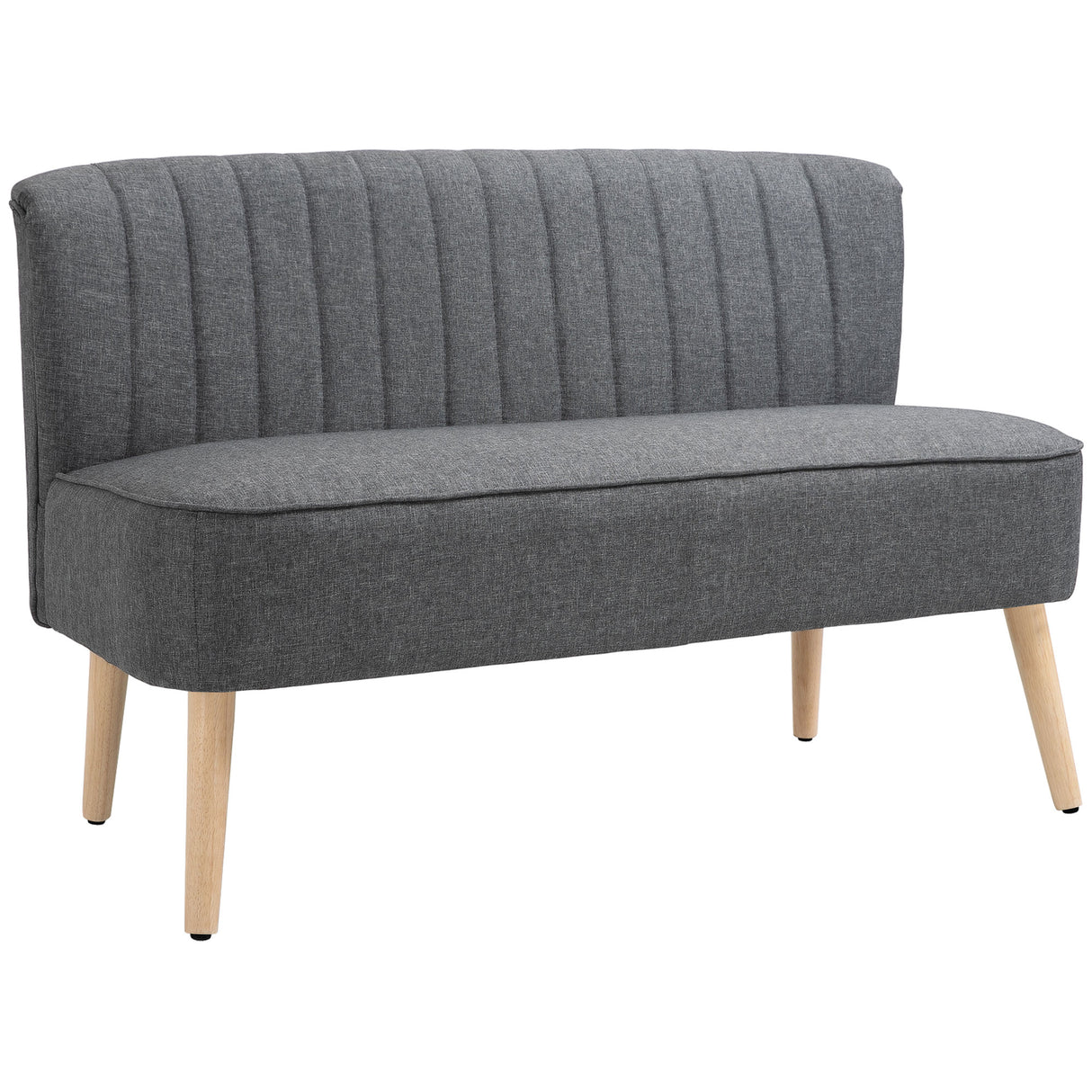 Fabric 2 Seater Sofa 117cm Wide With Wooden Legs - Velmora