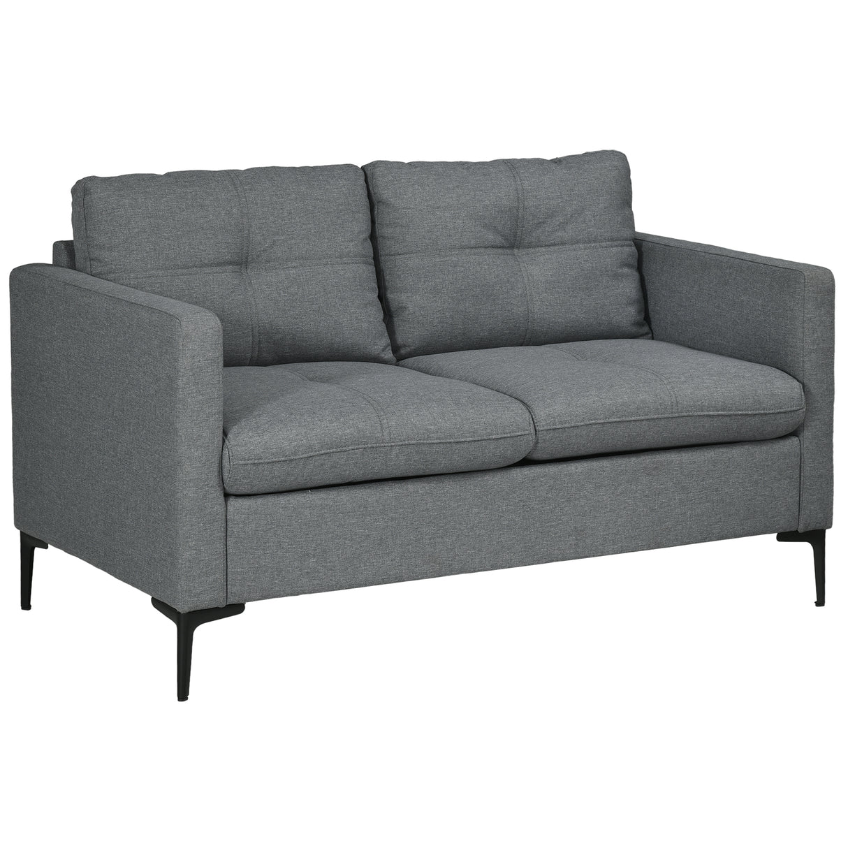 Fabric 2 Seater Sofa 133cm Wide With Steel Legs - Velmora