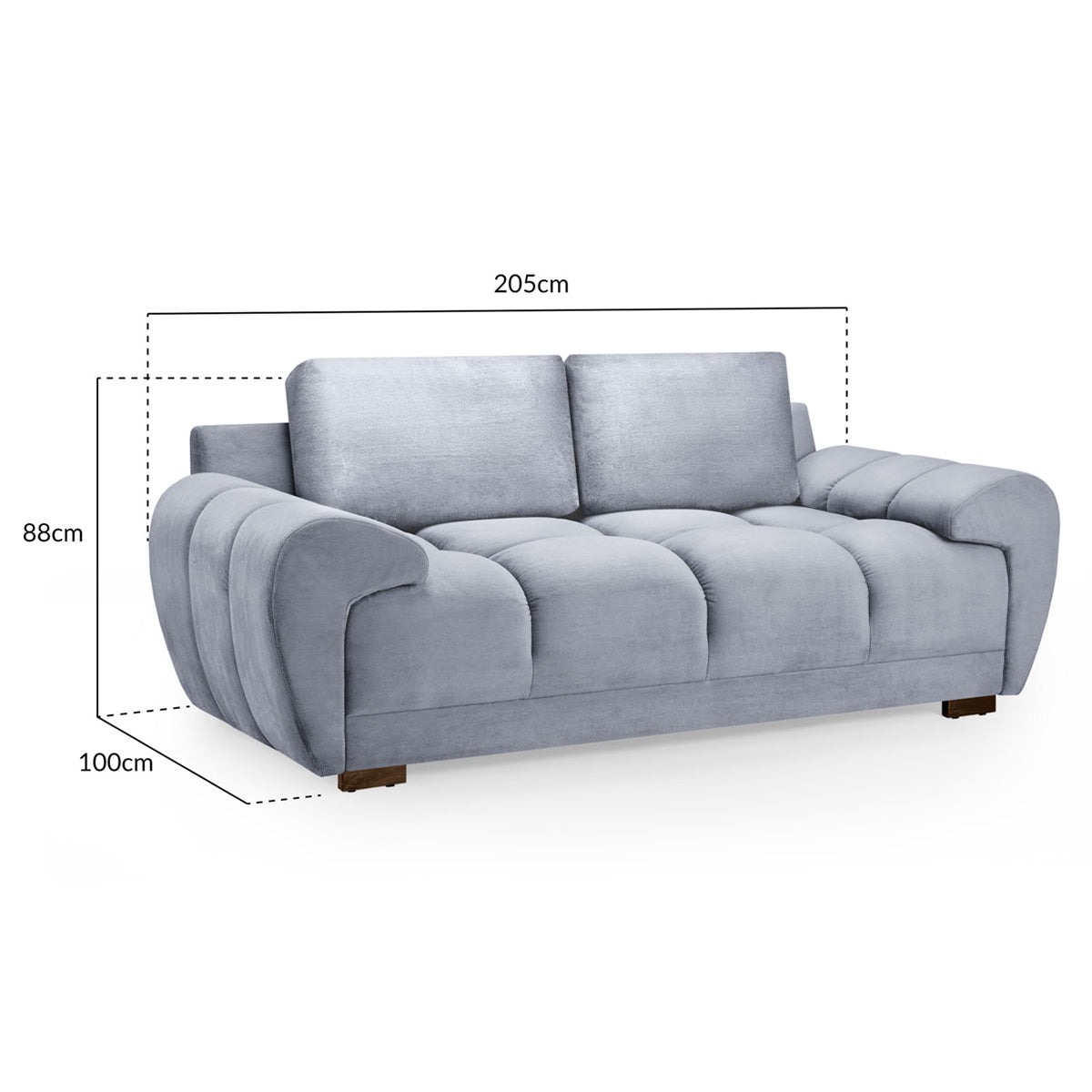 Velvet 2 Seater Sofa - Azzuro