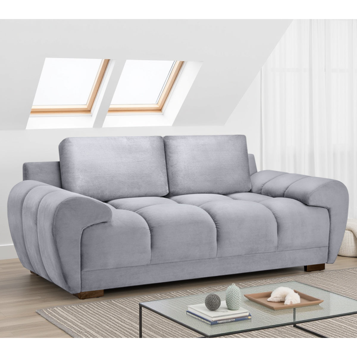 Velvet 2 Seater Sofa - Azzuro