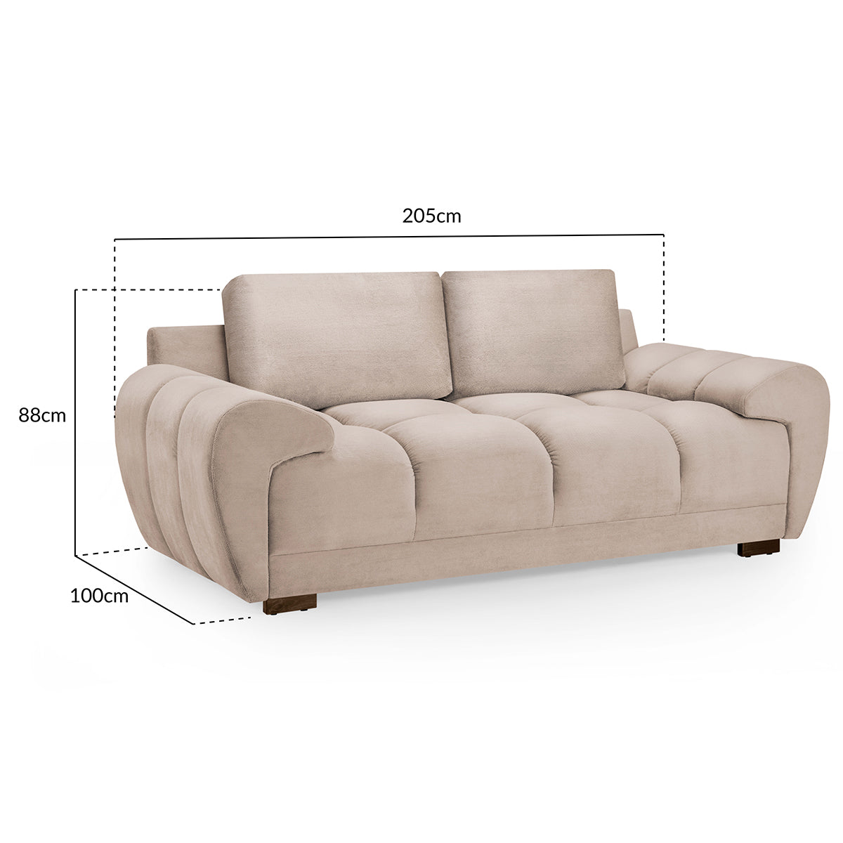 Velvet 2 Seater Sofa - Azzuro