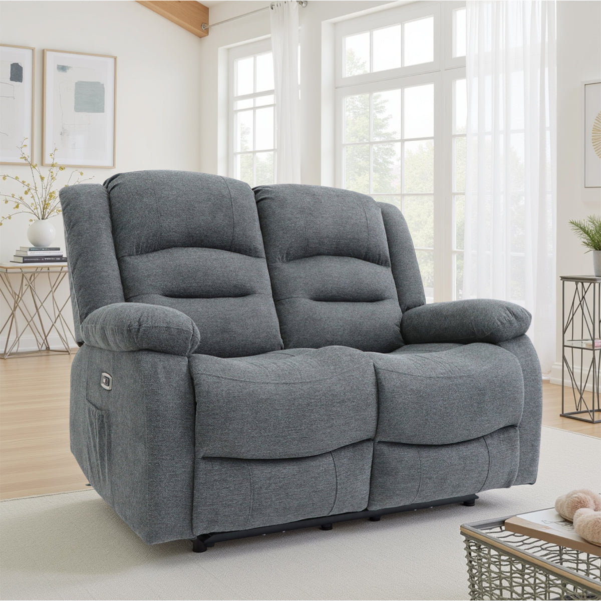 Fabric 2 Seater Sofa Electric Recliner - Alva