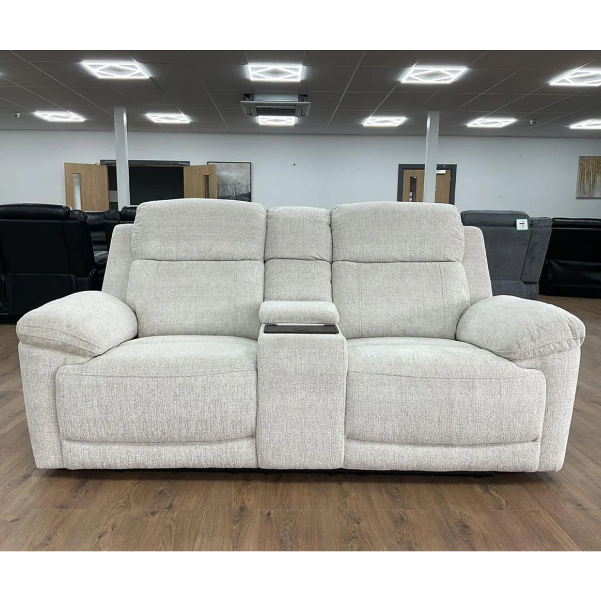 Fabric 2 Seater Sofa Electric Recliner Beige - Owen
