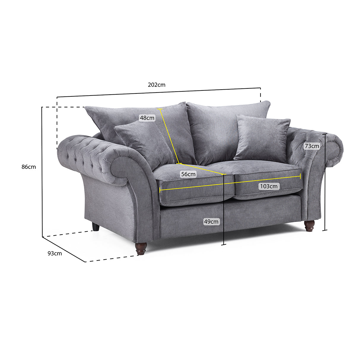 Fabric 2 Seater Sofa Fullback - Windsor
