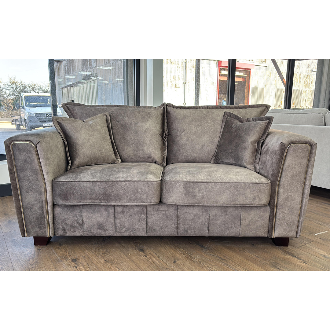 Fabric 2 Seater Sofa With Metal Trim on Arms - Serena