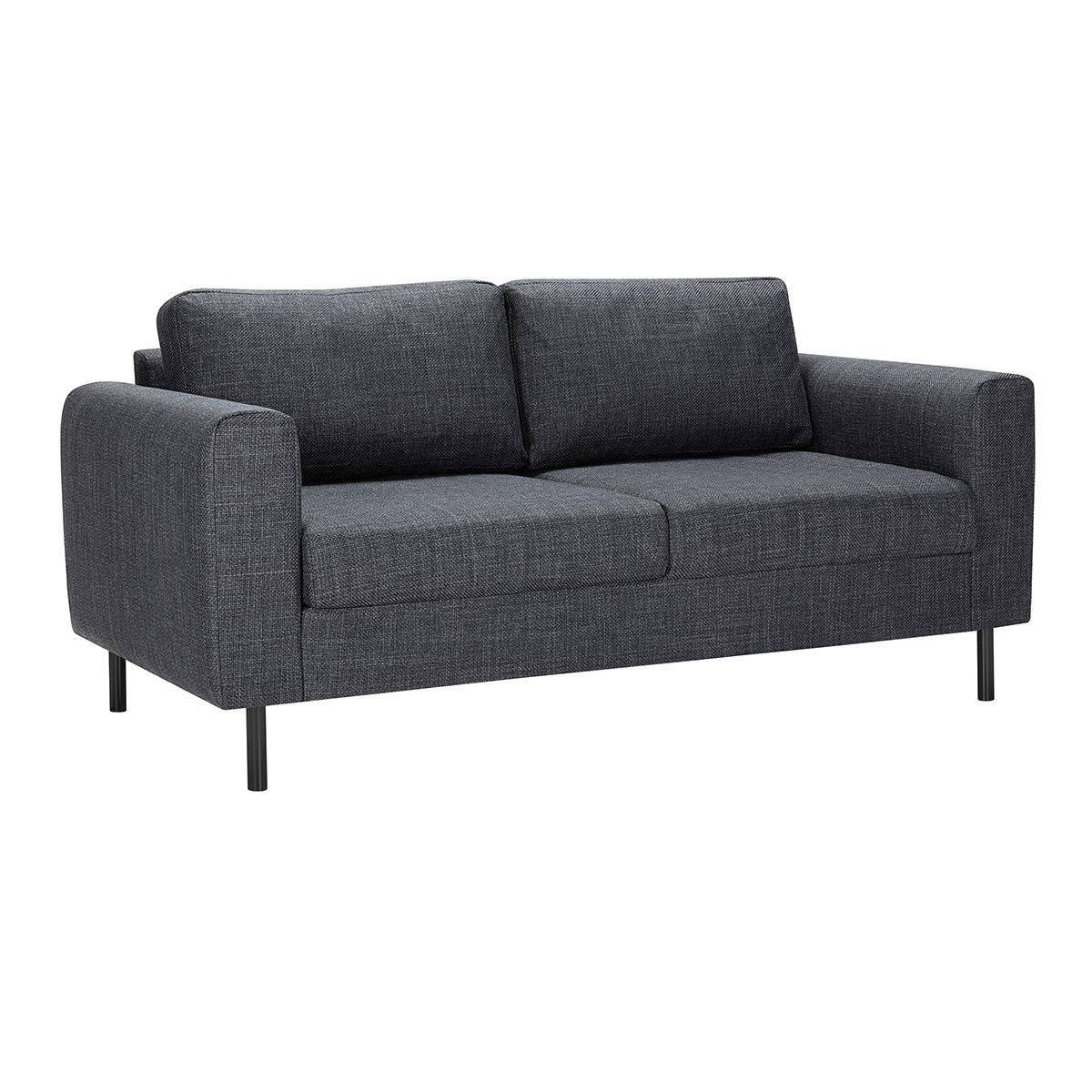 Fabric 2 Seater Sofa Set With Matt Black Steel Legs - Omaha