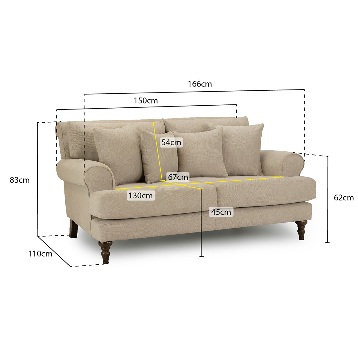 Fabric 2 Seater Sofa - Summer