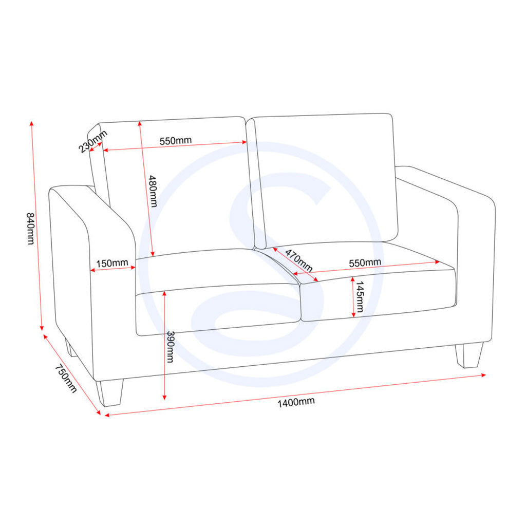 Fabric 2 Seater Sofa - Tempo