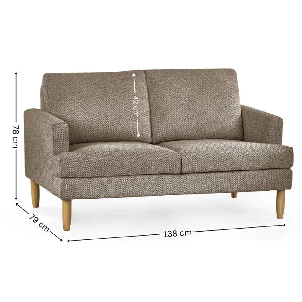 Fabric 2 Seater Sofa With Wooden Legs - Daisy