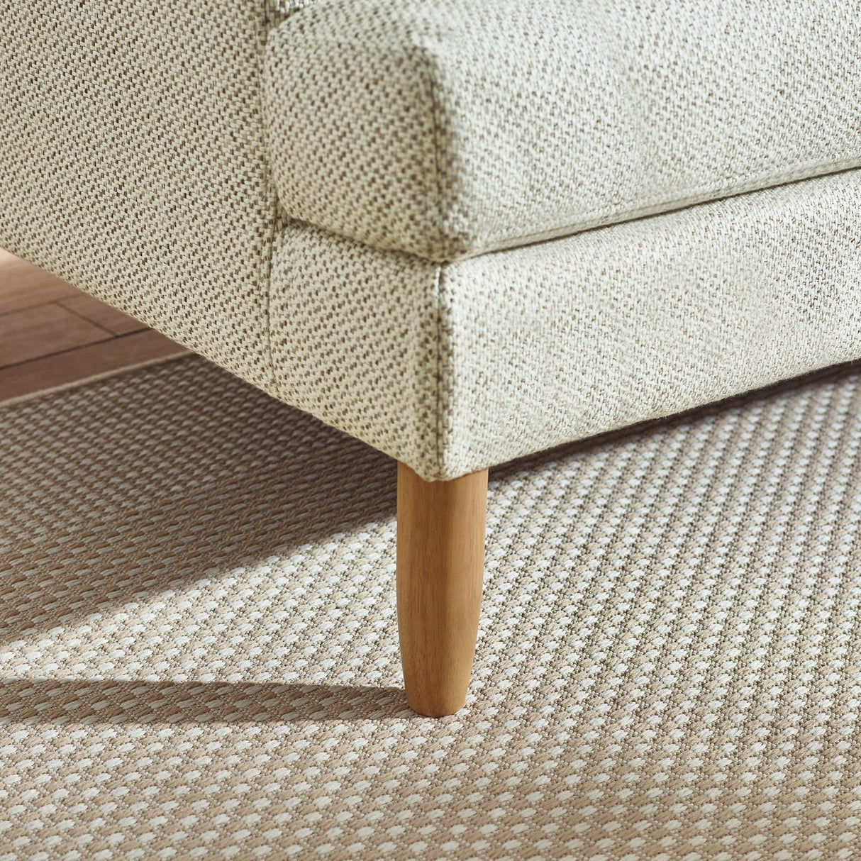 Fabric 2 Seater Sofa With Wooden Legs - Daisy