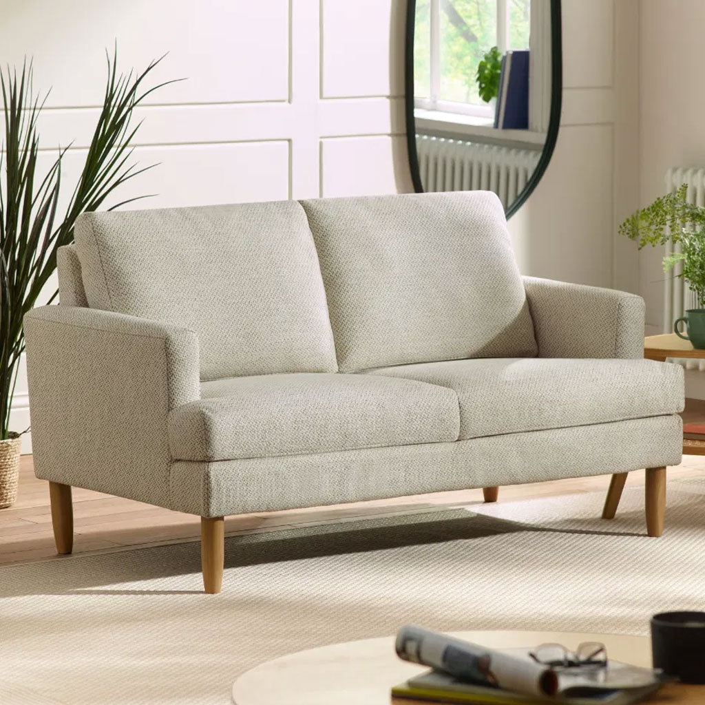 Fabric 2 Seater Sofa With Wooden Legs - Daisy