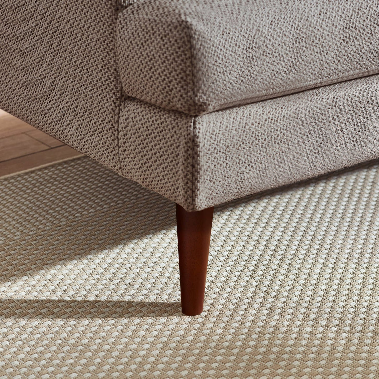 Fabric 2 Seater Sofa With Wooden Legs - Daisy