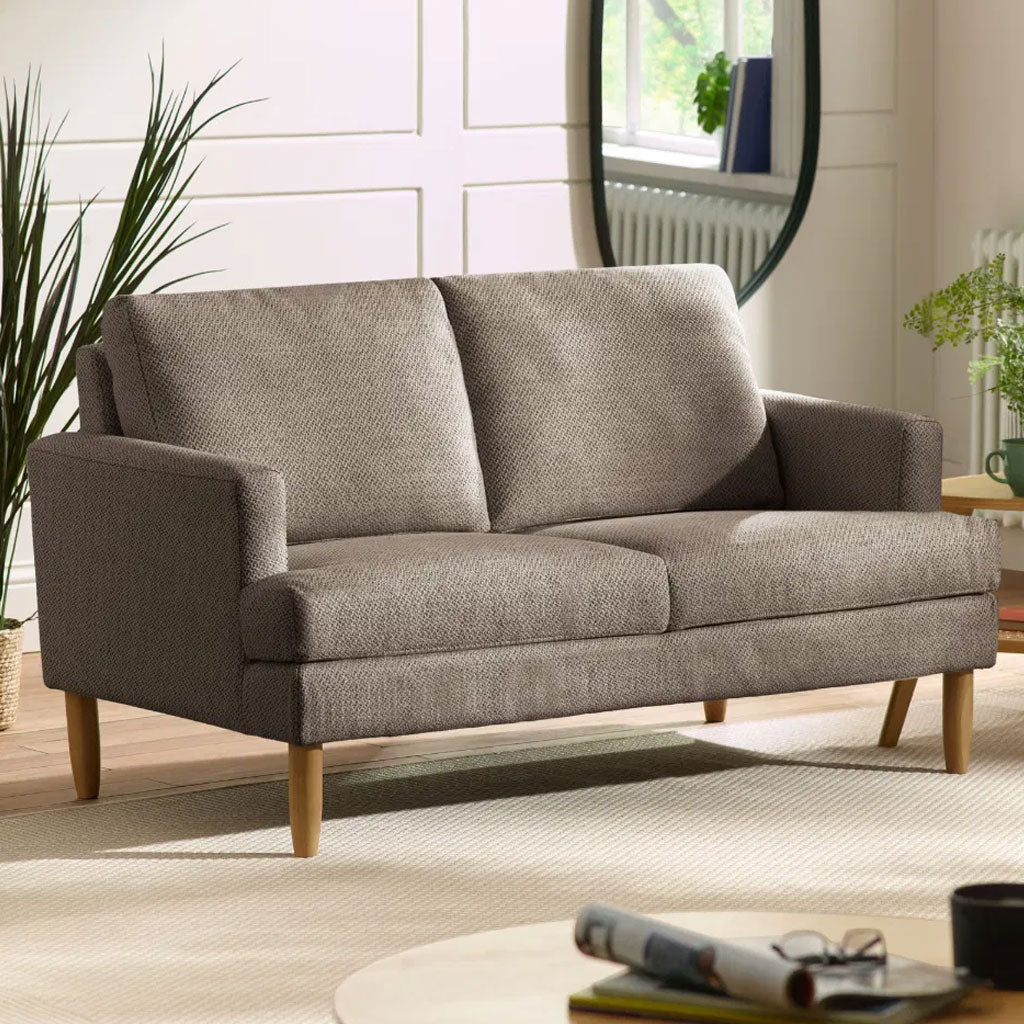 Fabric 2 Seater Sofa With Wooden Legs - Daisy