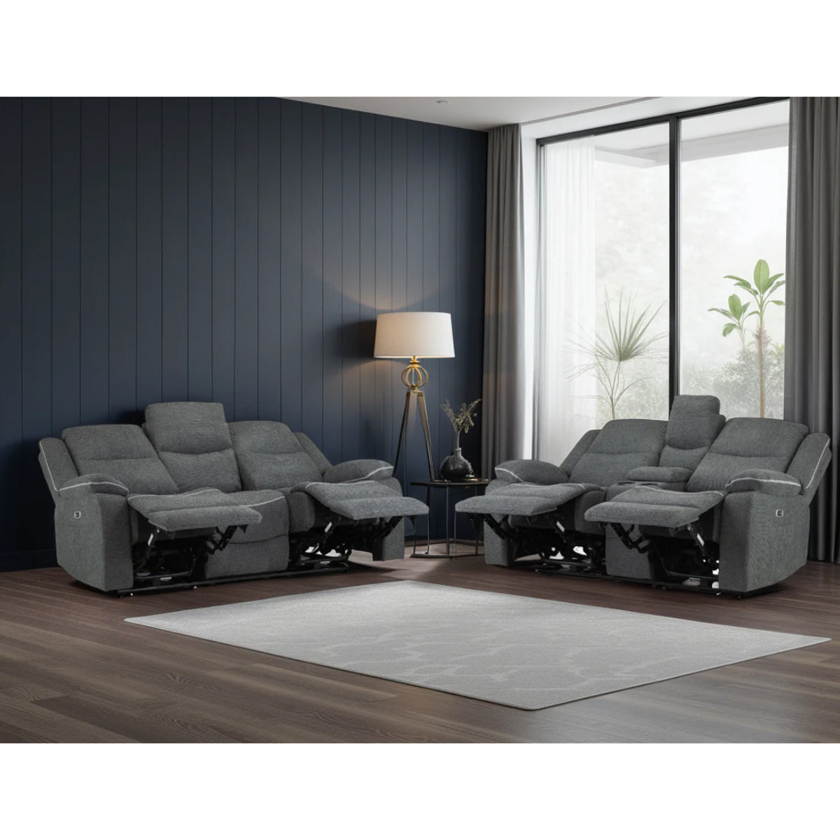 Fabric 3 + 2 Seater Sofa Set Electric Recliner - Harald