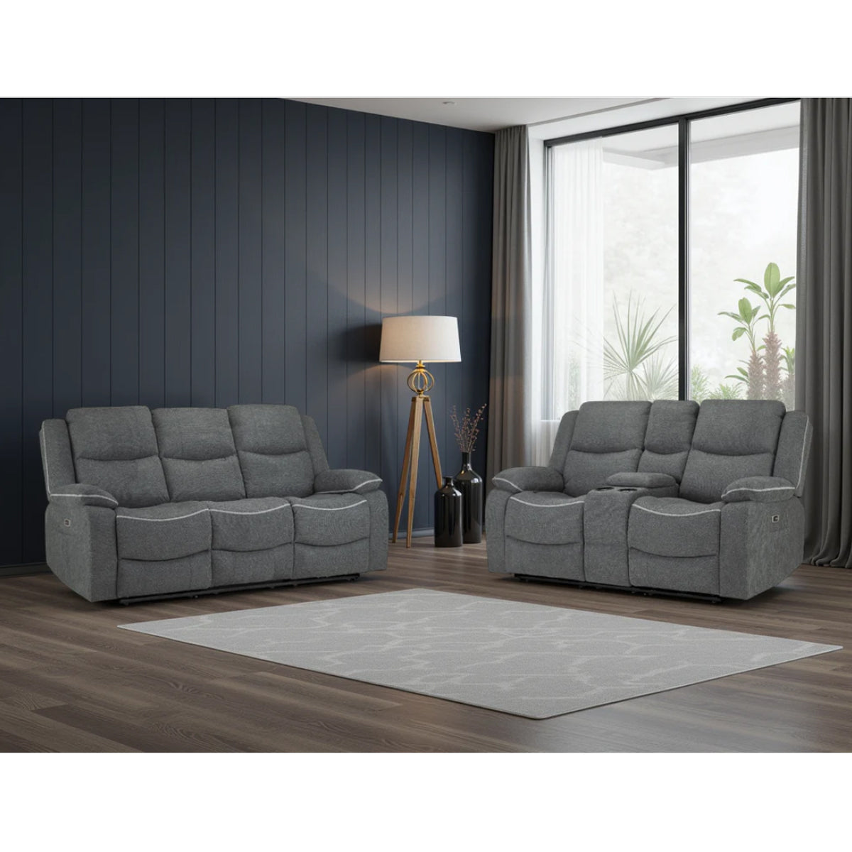 Fabric 3 + 2 Seater Sofa Set Electric Recliner - Harald