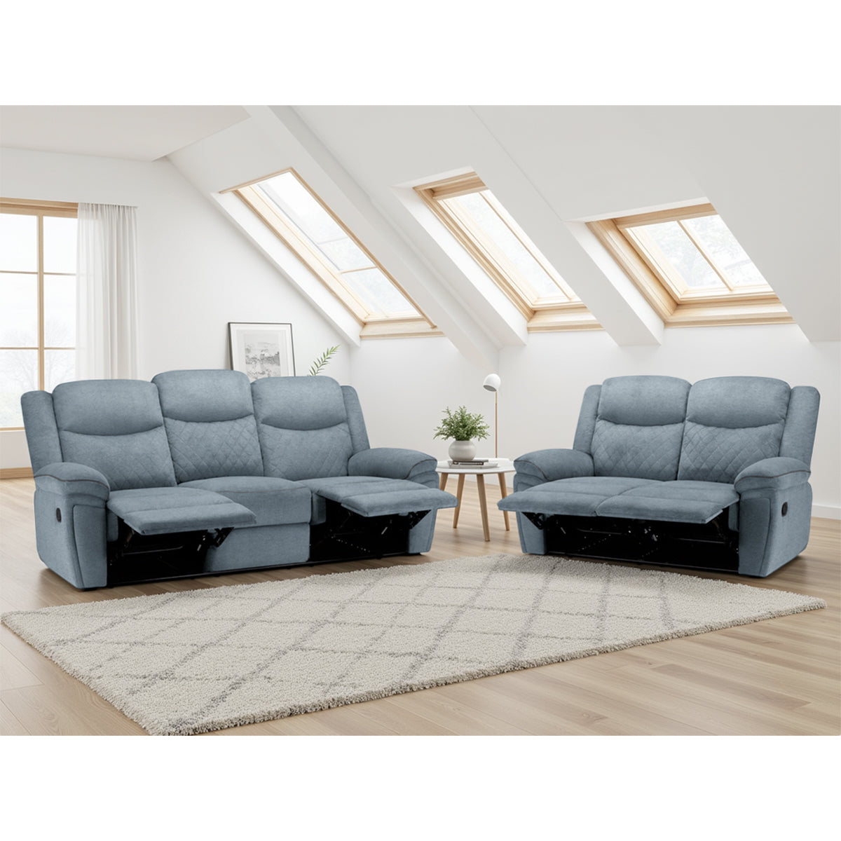 Fabric 3 + 2 Seater Sofa Set Recliner - Myra