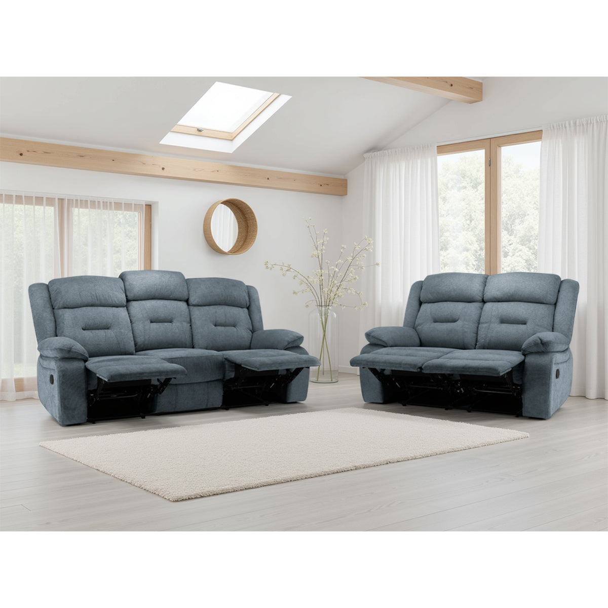 Fabric 3 + 2 Seater Sofa Set Recliner - Novie