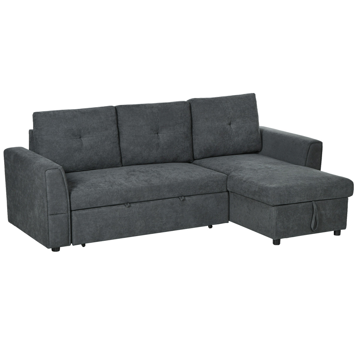 Fabric 3 Seater L Shape Sofa Bed With Storage - Velmora