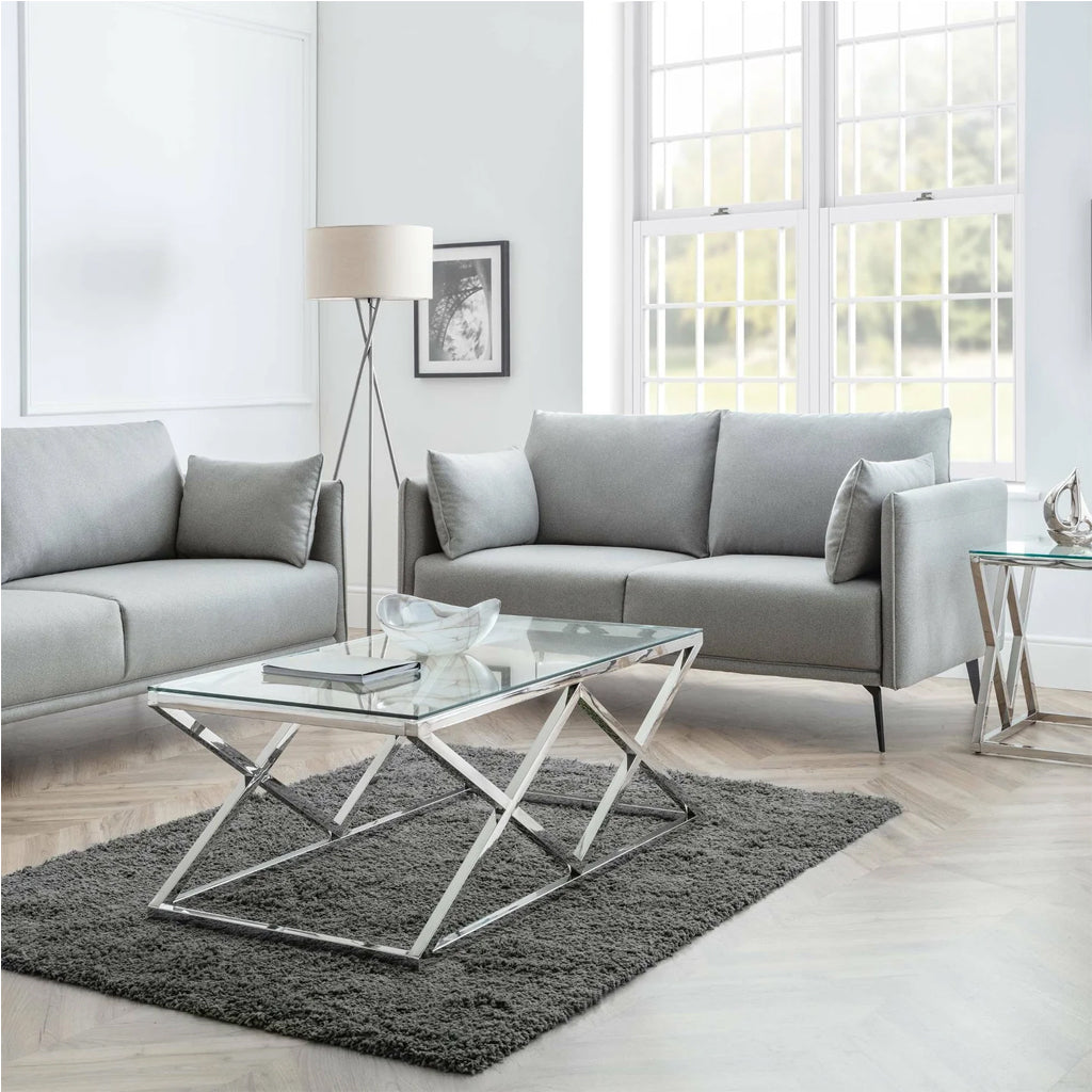 Fabric 3 Seater Sofa With Black Metal Legs - Rohe
