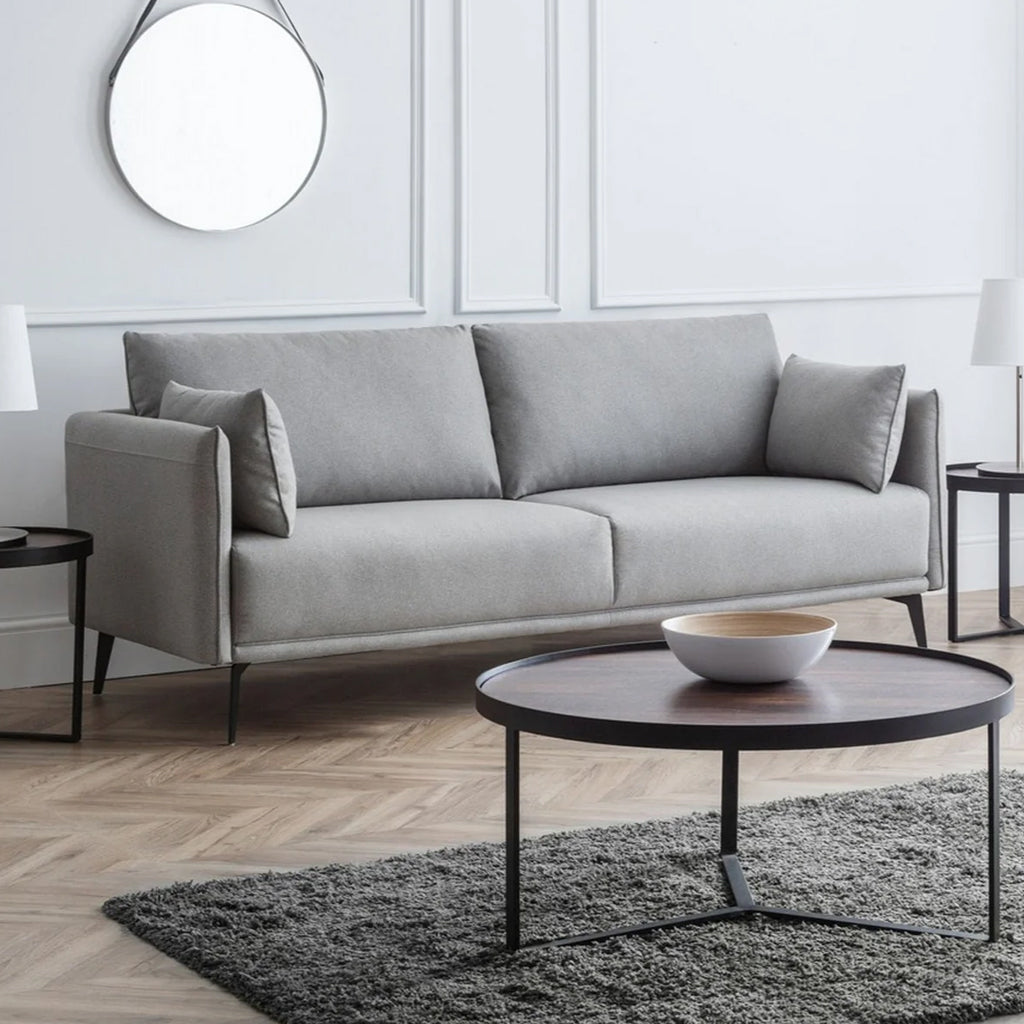 Fabric 3 Seater Sofa With Black Metal Legs - Rohe