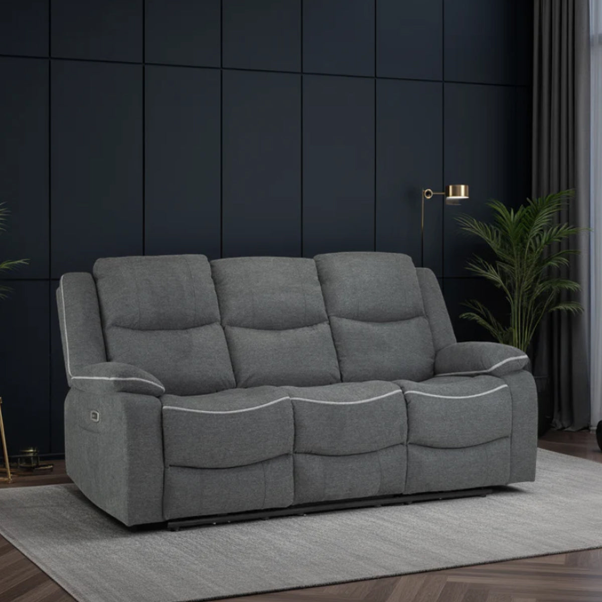 Fabric 3 Seater Sofa Electric Recliner - Harald