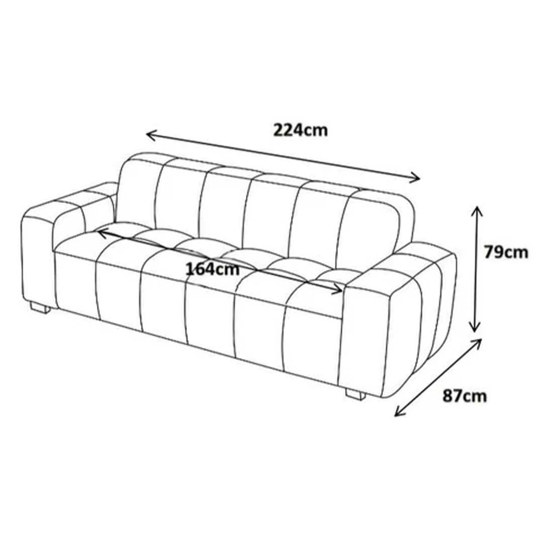 Fabric 3 Seater Sofa - Paris