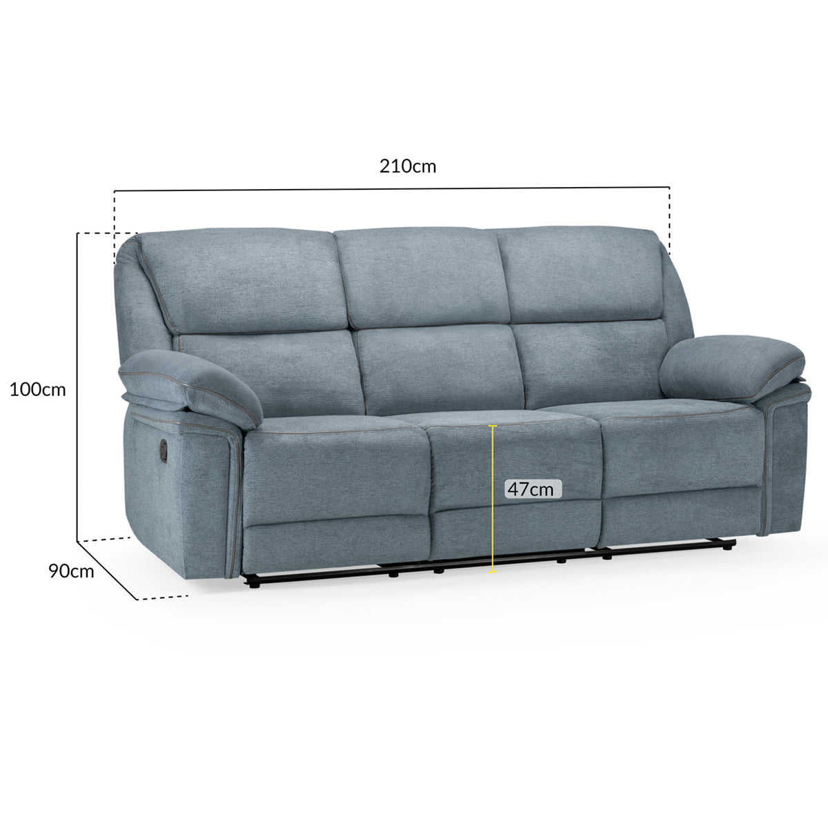 Fabric 3 Seater Sofa Recliner - Elio