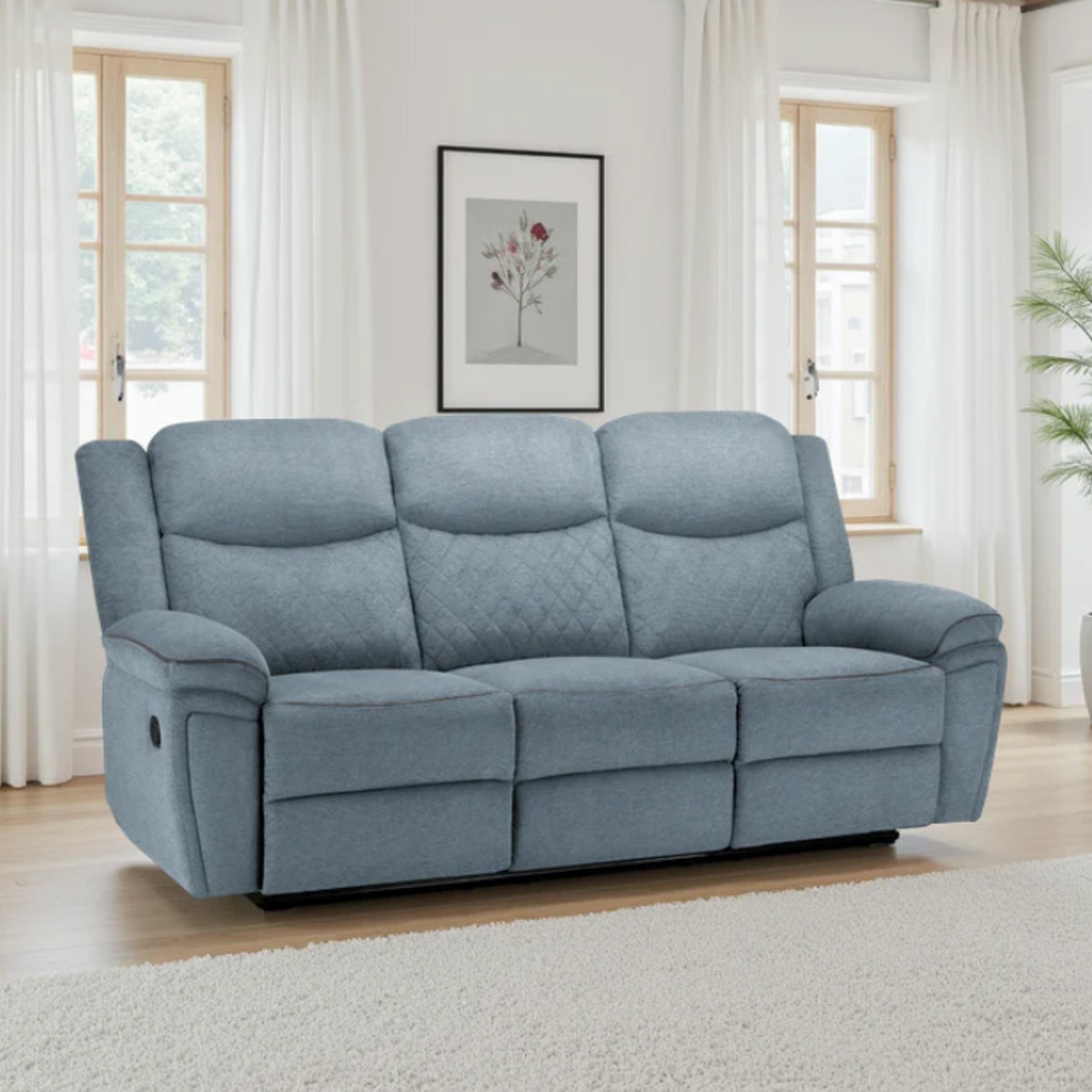 Fabric 3 Seater Sofa Recliner - Myra