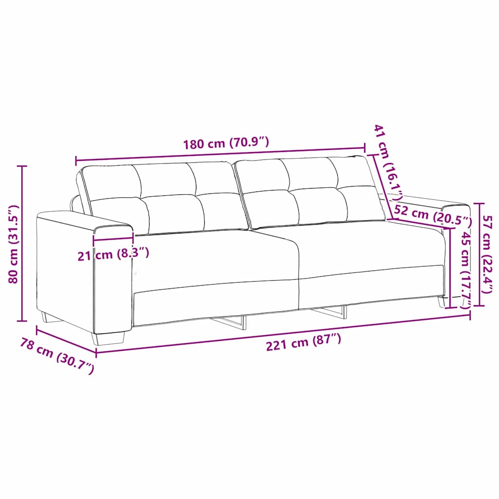 Fabric 3 Seater Sofa - Vantage Home
