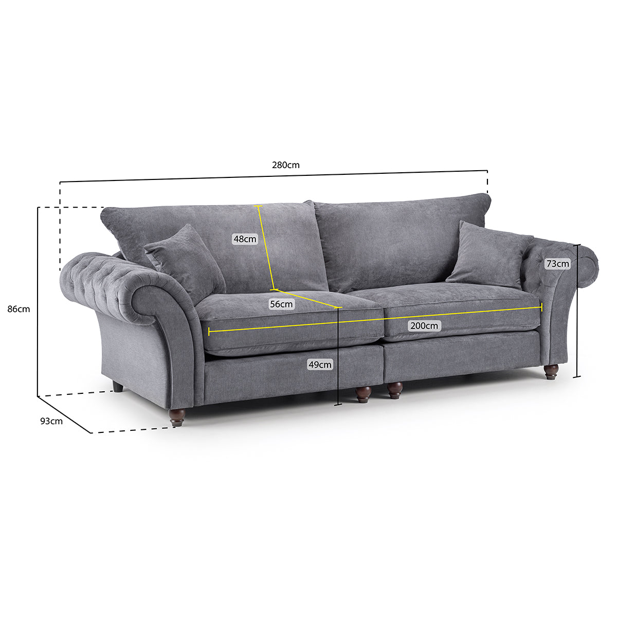 Fabric 4 Seater Sofa Fullback - Windsor