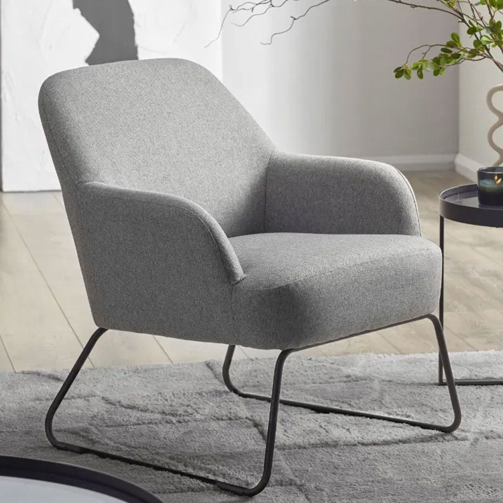 Fabric Accent Chair With Black Frame - Davos