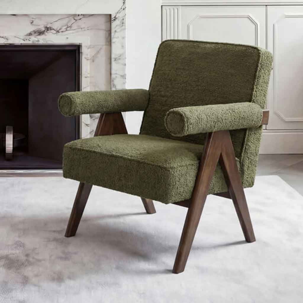 Fabric Accent Chair With Walnut Frame - Ember
