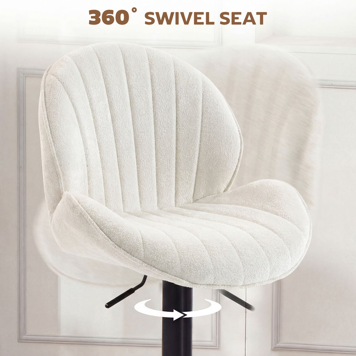 Fabric Adjustable Height Swivel Bar Stools Set Of 2 - Velmora