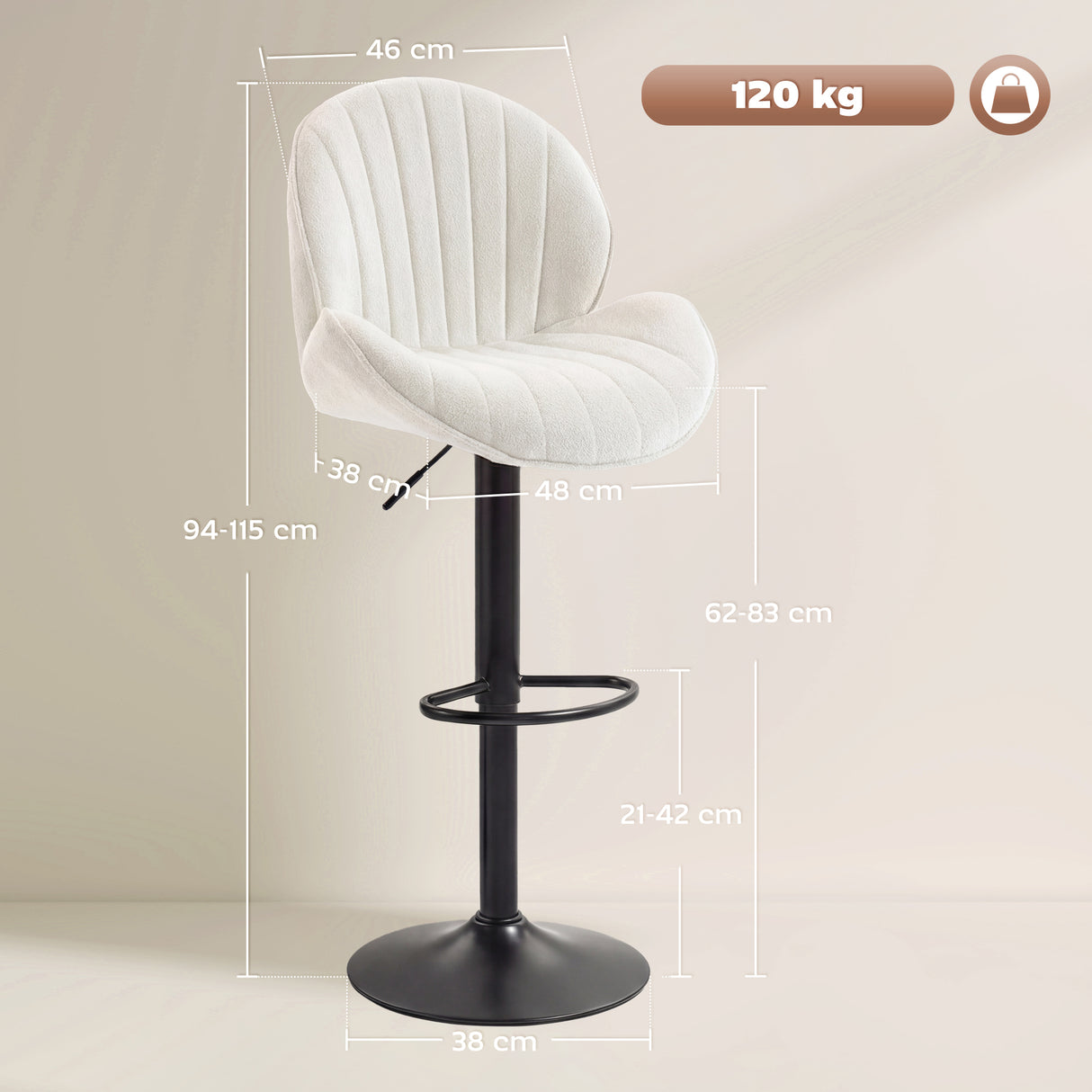 Fabric Adjustable Height Swivel Bar Stools Set Of 2 - Velmora