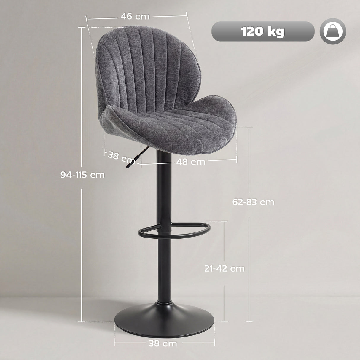 Fabric Adjustable Height Swivel Bar Stools Set Of 2 - Velmora