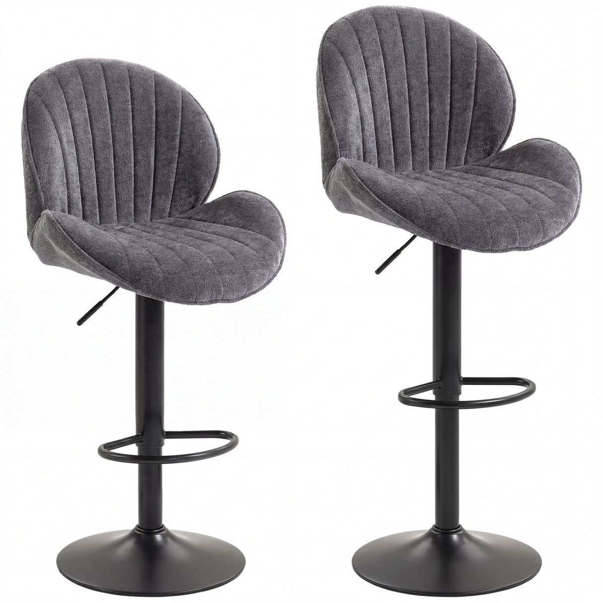 Fabric Adjustable Height Swivel Bar Stools Set Of 2 - Velmora