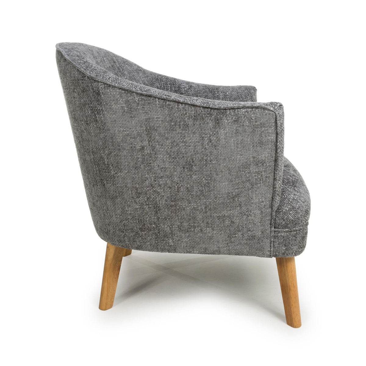 Fabric Armchair In Flax Effect With Natural Rubberwood Legs - Mallory