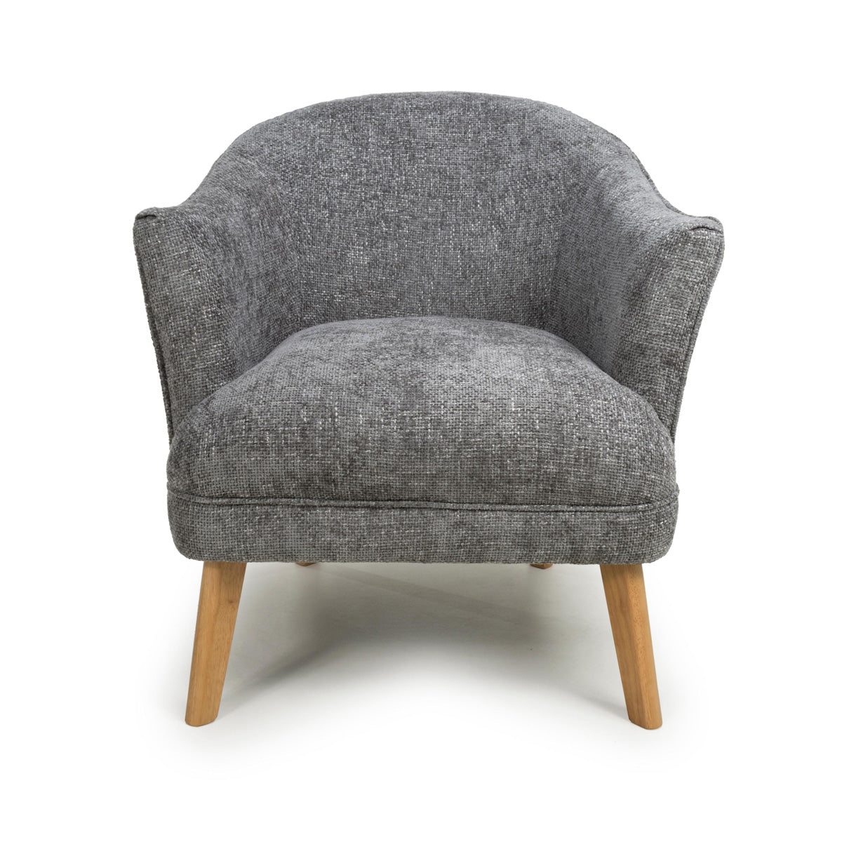 Fabric Armchair In Flax Effect With Natural Rubberwood Legs - Mallory