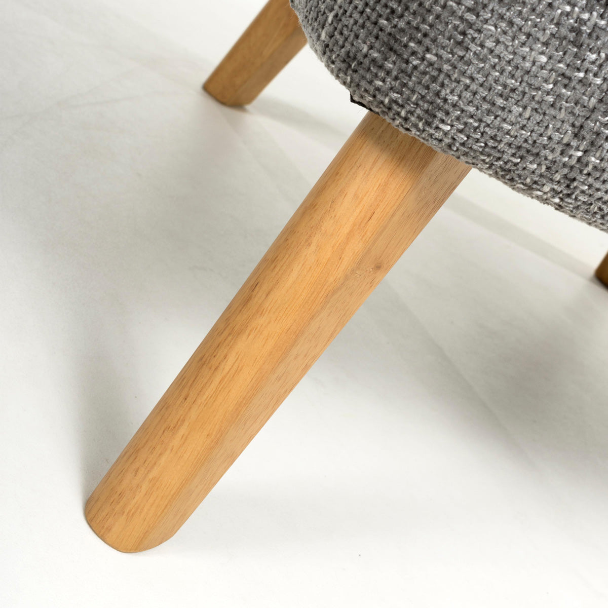 Fabric Armchair In Flax Effect With Natural Rubberwood Legs - Mallory