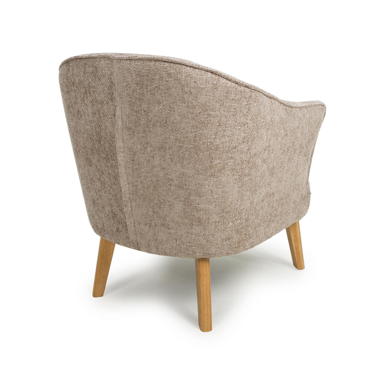 Fabric Armchair In Flax Effect With Natural Rubberwood Legs - Mallory