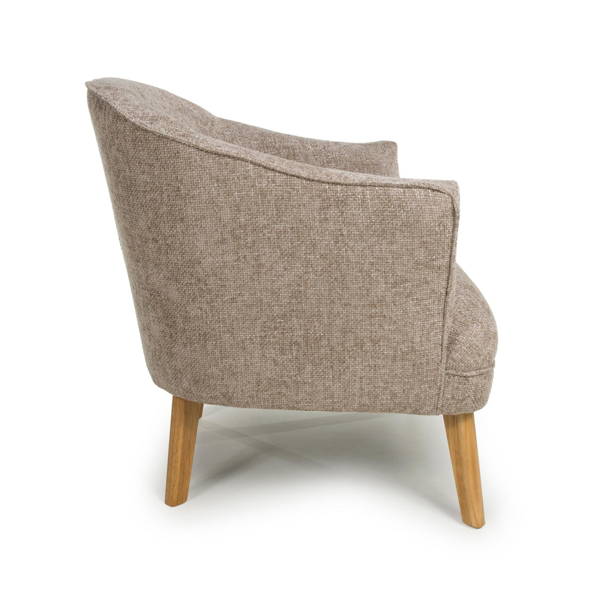 Fabric Armchair In Flax Effect With Natural Rubberwood Legs - Mallory