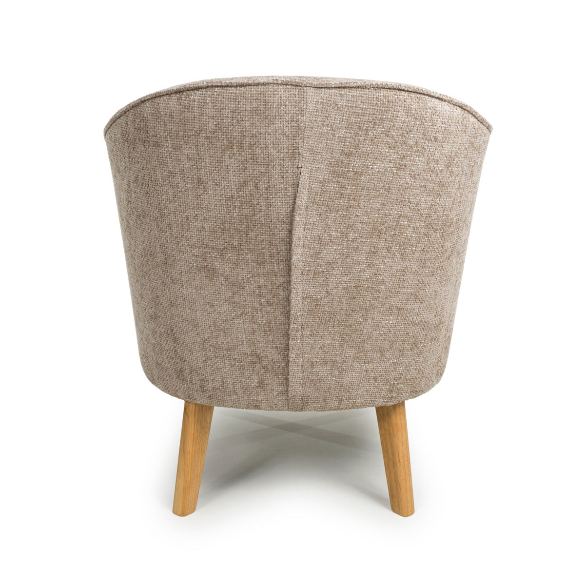 Fabric Armchair In Flax Effect With Natural Rubberwood Legs - Mallory