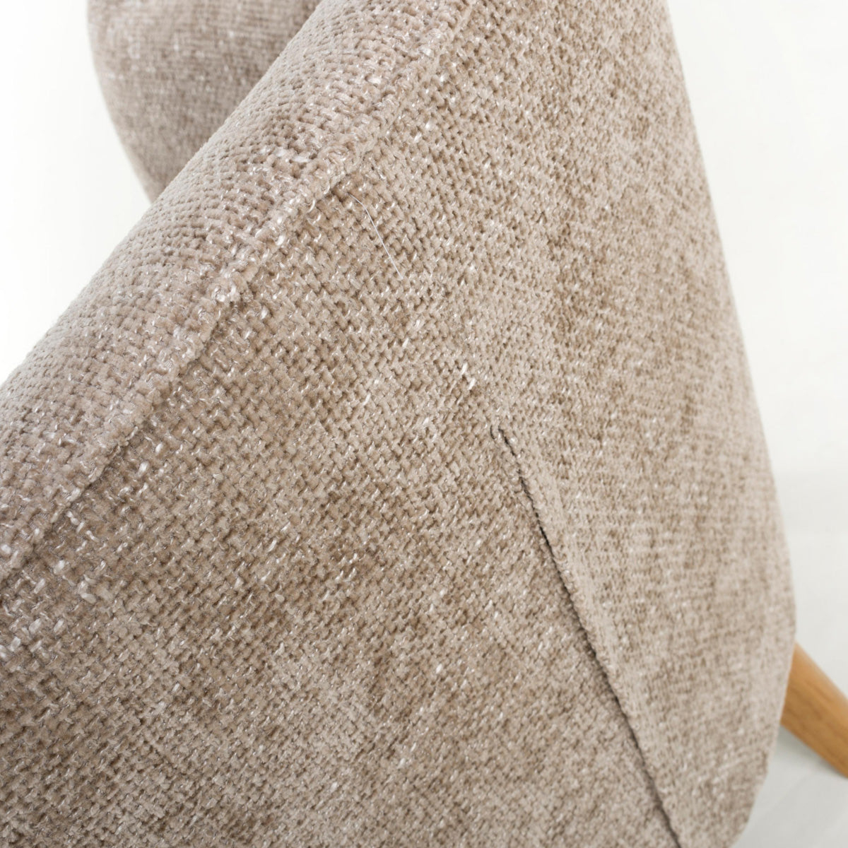 Fabric Armchair In Flax Effect With Natural Rubberwood Legs - Mallory